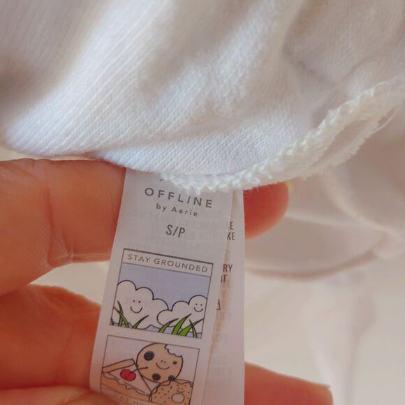 Aerie Offline Women's Half Zip Beachy Terry Cloth Sweater White Small - Picture 5 of 9